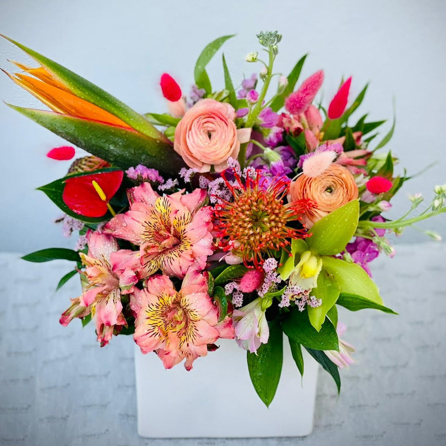 Tropical Arrangement in the Ceramic Vase