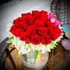 Medium Box with Red Roses and Alstroemeria Arrangement