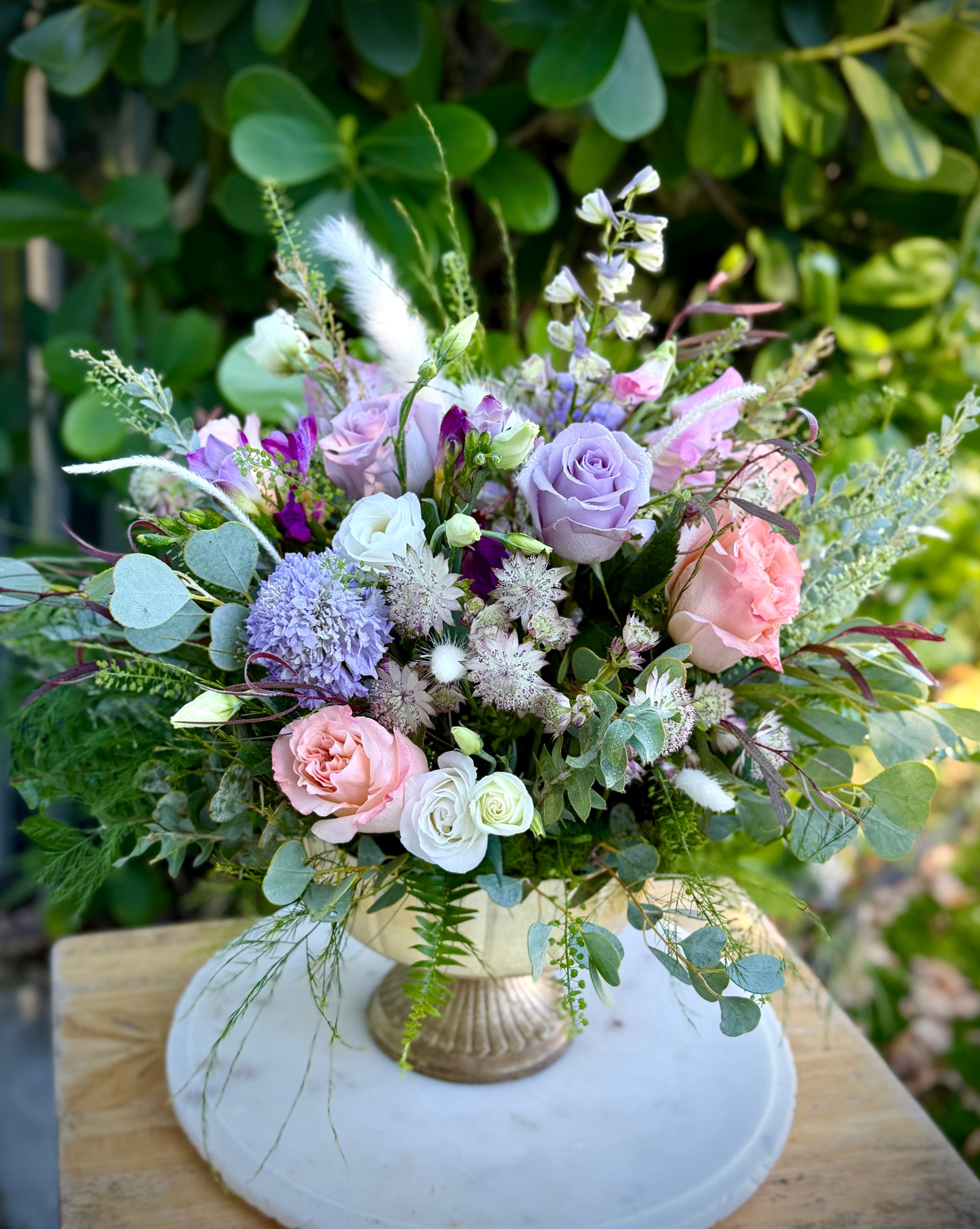 Centerpiece in a golden vase