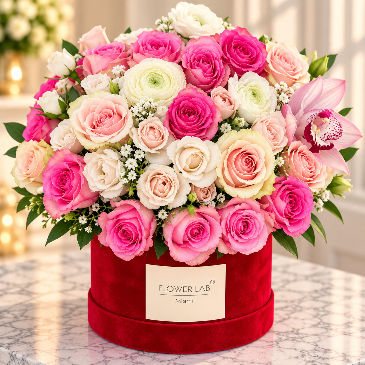Romance|Arrangement with Pink and White Roses