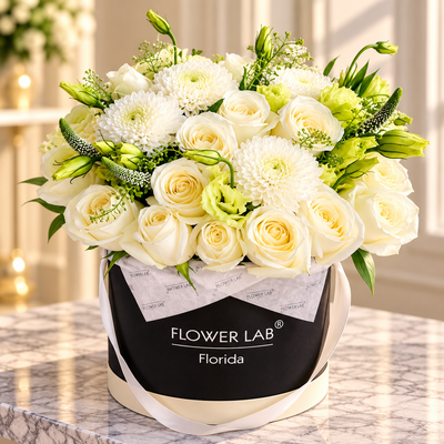 Sasha|White flower arrangement
