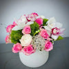 Florist Choice Flower Arrangement with Green Ball, Roses, Orchids