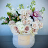 Flower Box Quicksand Roses, Mini Roses, Orchids, Stock, Alstroemeria