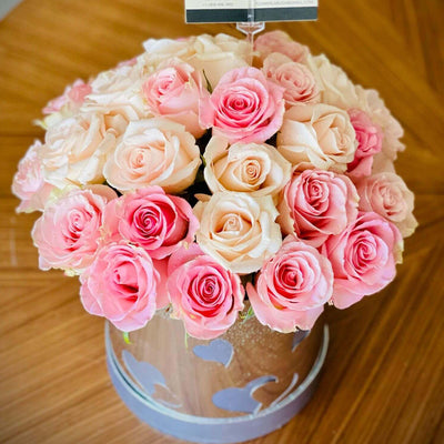 Fresh Pink and Cream Roses Arrangements