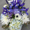 blue flowers and white, new born or flowers for a man
