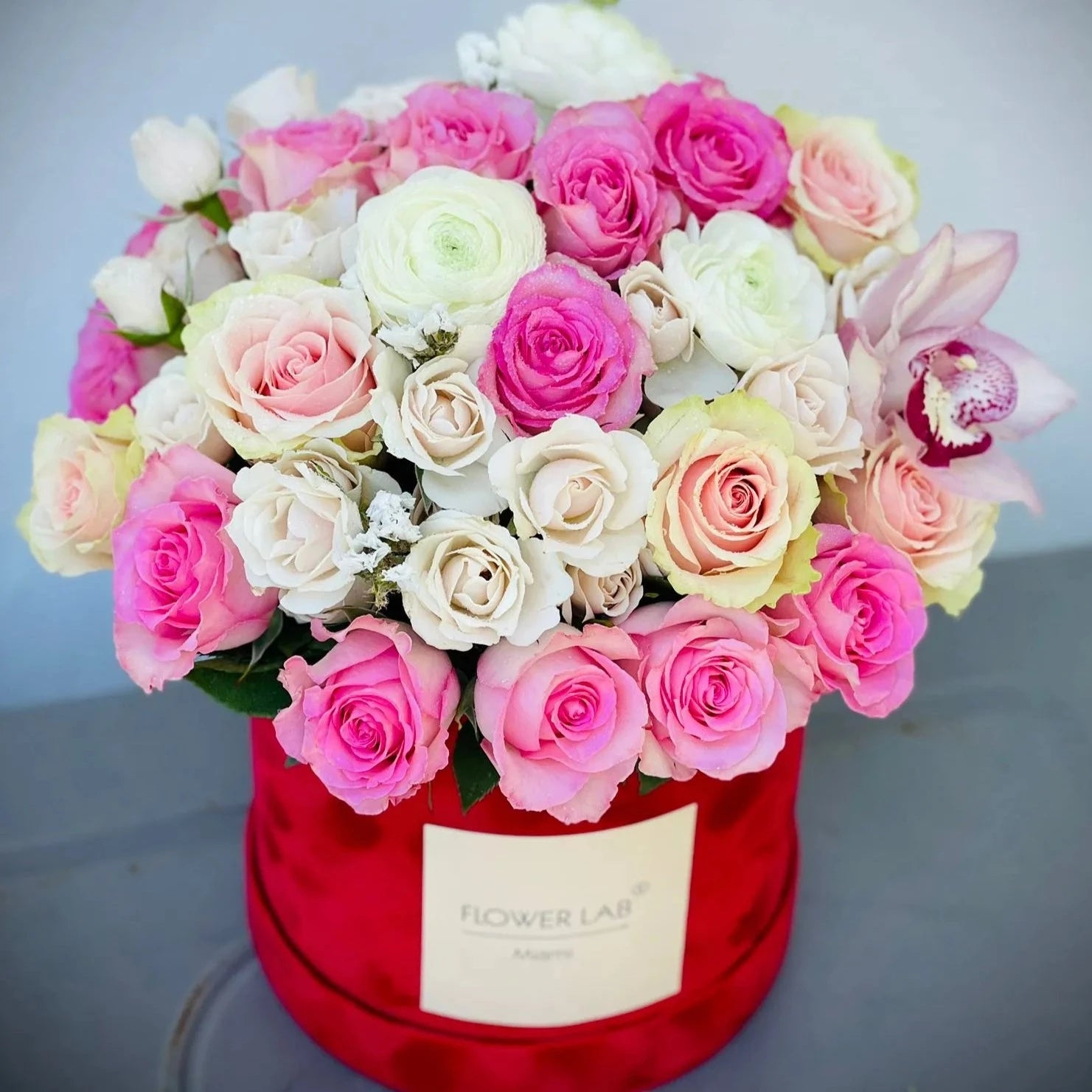 Romance Arrangement with Pink and White Roses