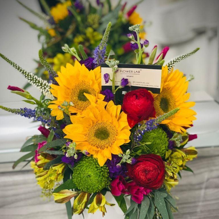 Tropical Flower Arrangement With Sunflowers