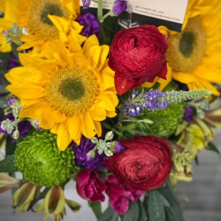 Tropical Flower Arrangement With Sunflowers