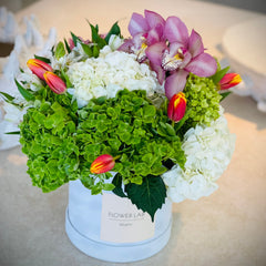 Alstroemeria Green Hydrangea Tulip Flower Arrangement mother's day