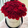 red roses in a hat box