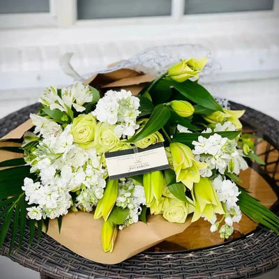 White and Green Wrapped Flower Bouquet Miami